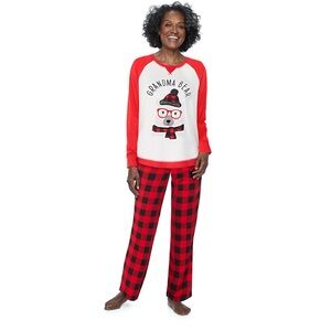 BNIP Kohl’s Red Black Grandma Bear Women’s Size 3X Pajamas Jammies Families